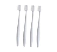 OUNONA 4Pcs Bristle Toothbrush for Adults Bleeding Fine Hair Design Plastic Ergonomic Natural Handle for Healthy Gums Care Grey Blue