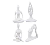 OUNONA 4pcs Ceramic Yoga Girl Ornaments Abstract Statue Adornment Crafts Home Decor Meditation Statue for Women Girls Shape Decor Random Style