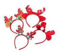 OUNONA 4pcs Christmas Hair Bands Sparkling Holiday Headdress Headbands for Adults and Festive Party Hair Accessories with Reindeer Antlers and Sequin Designs