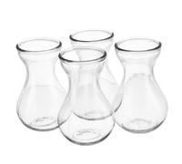OUNONA 4Pcs Clear Glass Hyacinth Vases for Hydroponics Small Bud Vases for Home Office Decor Simple Elegant Design for Flower Arrangements for Weddings Parties