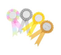 OUNONA 4pcs Colorful Celebration Rosette Ribbons Set Energetic Badge Ribbons for Classroom Prizes Birthday Parties Science Fairs and Talent Shows Lightweight and Portable Fashion