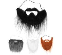 OUNONA 4Pcs Cosplay Gnome Beards Set for Party Costume Accessories, Pre-Cut False Beards in White, Black, Brown, and Grey for Men’S Facial Hair Cosplay and Crafting