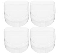 OUNONA 4pcs Denture Box with Pp Plastic Material for Protecting False Teeth and Keeping Dentures Clean, Simple Elegant Design Mouth Guard Storage Cases for Travel and Dining