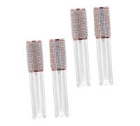 OUNONA 4pcs Diamond Colorful Rhinestone Fillable Lip Oil Tubes Small Empty Lip Gloss Bottles DIY Balm Containers for Travel and Makeup