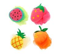 OUNONA 4pcs Fruit Bath Flowers Cartoon Mesh Shower Bath Balls Bubble Flower for Boys and Girls Adult