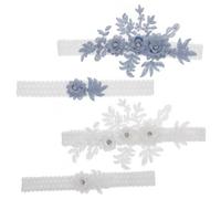 OUNONA 4pcs Handmade Lace Bridal Garters with Rhinestone Decoration Soft Comfortable Wedding Leg Rings for Bride Floral Embroidered Thigh Bands Elegant Wedding Day Accessories