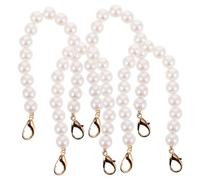 OUNONA 4PCS Imitation Pearl Bead Handbag Chain Strap with Metal Buckles Elegant Purse Replacement Handles for DIY Handbag and Clutch Crafts Pearls