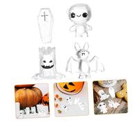 OUNONA 4pcs Luminous Halloween Decorations Glow the Dark Ghost Skull Pumpkin Resin Ornaments for Home Garden Haunted House Festival Display