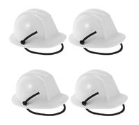 OUNONA 4pcs Mini Safety Helmet Pet Hard Hat Plastic White with Spring Rope Connection, Construction Helmet Style for Small Pets and Small Dogs, Outdoor Adventure and Mountain Hikes