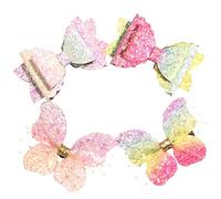 OUNONA 4pcs Rainbow Pink Butterfly Hair Clips for Girls Small Fabric Hair Bows Stylish Designs Toddler Accessories for Kids