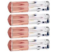 OUNONA 4pcs Refillable Lip Gloss Tubes with Wand, Plastic Lip Balm Containers, Rose Gold Heart-shaped DIY Lipstick Bottles for Travel and Makeup Storage