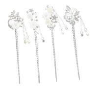 OUNONA 4pcs Retro Tassel Flower Hair Stick Chinese Style Hairpin Headdress Vintage Hanfu Accessories for Women Traditional Elegant Hair Decoration