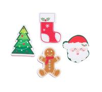 OUNONA 4pcs Reusable Christmas Dishwashing Sponges Multipurpose Cute and Funny Kitchen Scrubbers Double Sided Washing Up Sponges for Kitchen Bathroom Cleaning and Household Use