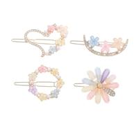 OUNONA 4pcs Rhinestone Pearl Flower Hair Clips for Decorative Barrettes with Shiny Charms Elegant Hairpins for Wedding Party Everyday Use