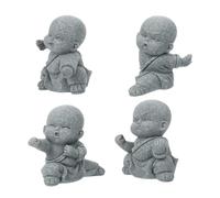 OUNONA 4pcs Sandstone Chinese Kung Fu Monk Figurines Home Decor