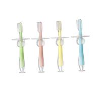 OUNONA 4pcs Silicone Toothbrush Suction Standing Design Safe Chewable Teether Soft Bristles for Gum Relief Patterns for Easy Grip