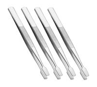 OUNONA 4pcs Stainless Steel Flat Tip Stamp Tweezers for Precise Handling and Jewelry Collector Tools Damage Tongs for Stamp Albums and Crafting