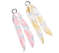 OUNONA 4pcs Tie-dye Mixed Silk Hair Loop Hair Hoop Set Pink and Yellow Ribbons Soft Head Rope for Women and Girls Suitable for Daily Wear and Special Occasions