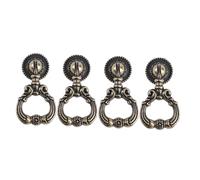 OUNONA 4Pcs Vintage Retro Zinc Alloy Cabinet Handles Non-Slip Smooth Surface Home Door Pulls for Wardrobe Furniture Installation