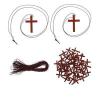 OUNONA 50pcs Small Natural Wood Cross Pendants with Predrilled for DIY Hanging Christmas Tree Ornaments Rustic Heart-shaped Encouragement Design Holiday Craft Decorations