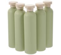 OUNONA 5pcs 250ml Refillable Plastic Travel Bottles Set with Flip Cap for Shampoo Conditioner Lotion, Leak-proof Empty Squeeze Bottles for Toiletries, Green and Beige Suitable for Travel