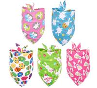 OUNONA 5pcs Easter Dog Bandanas Waterproof Triangle Pet Scarfs Cartoon Pattern Design Washable Accessories for Dressing up Your Pet during Easter