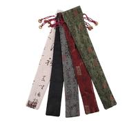 OUNONA 5pcs Folding Fan Storage Bag Hand Fan Pouch with Drawstring Handmade Vintage Chinese Style Cotton Linen Covers Khaki Gray Black Red Green Suitable for Cultural Events and Daily Use