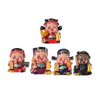 OUNONA 5pcs Mini Resin of Wealth Figurine Chinese Cai Shen Desktop Decor for Home Office Festival Resin Sculptures