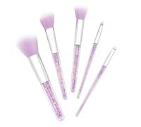 OUNONA 5pcs Professional Makeup Brush Set for Women, Purple Handle with Diamond Particles, Silver Ferrule, Includes Powder, Eyebrow Eyeshadow Brushes for Face Cosmetics