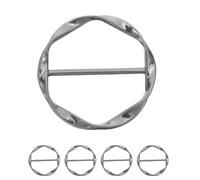OUNONA 5pcs Scarf Ring Clips: T-shirt Ties Clips Clothes Corner Knotted Fashion Metal Round Circle Shirt Buckles for Women and Lady