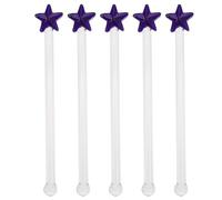 OUNONA 5pcs Transparent Glass Mixing Sticks Star-Shaped Stirring Rods for Coffee Cocktails Juice Milk Tea Bar Utensils Heat Resistant Corrosion Random Color