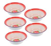 OUNONA 5pcs Vintage Enamel Bowl Set Retro Deepen Basin for Kitchen Enamelware Mixing Bowl Thickened Design for Salad Serving and Food Storage