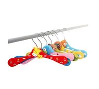 OUNONA 5pcs Wooden Hangers for Boys and Girls Cartoon Wooden Coat Hangers Chrome-plated Hooks