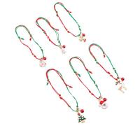 OUNONA 6 Pcs Adjustable Christmas Bracelet Set Santa Claus, Snowflake, Reindeer, and Christmas Tree Charms, Alloy Women’S Xmas Wrist Chain Festival Jewelry