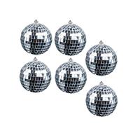 OUNONA 6 Pcs Silver Hanging Disco Mirror Balls with Shining Effect and Light Reflection for Night Clubs and Party Decorations, 5cm Glass Ball Inside Polypropylene Design