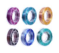 OUNONA 6 Rolls Colorful PLA Filament for 3D Printer, Silky Glossy Shiny Filament, 200g/Roll, Rainbow Printing Material for Art Projects and Decorative Printing