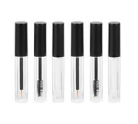 OUNONA 6pcs 3ml Lip Gloss, Eyelash, and Eyeliner Bottles with Frosted Black Caps, Refillable Makeup Containers with Brush Tips for Portable Beauty Application