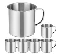 OUNONA 6pcs Boy Girl Camping Mugs Stainless Steel Cups Lightweight Unbreakable Water Mugs for School Camping and Travel Safe Smooth Edges Easy to Grip Drinking Cups for Boy Girl