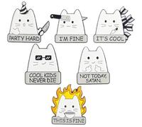 OUNONA 6pcs Cat Brooch Lapel Pin Cartoon Cat Enamel Pin Delicate Alloy Clothes Decor for Women, Backpacks and Bags, Christmas and Special Occasions