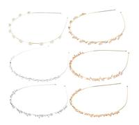 OUNONA 6pcs Elegant Pearl Design Headbands for Brides Decorative Hair Hoops for Weddings Parties Special Occasions Fashionable Accessories for Women