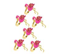 OUNONA 6pcs Flamingo Napkin Rings Tropical Hawaiian Party Decoration Lifelike Serviette Holders for Weddings Family Gatherings Dining Table Accent