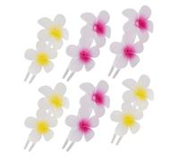 OUNONA 6pcs Flower Duckbill Hairpin Colorful Artificial Plumeria Clips for Women's Side Bangs Half Updos Hawaiian Hair Accessories for Summer Beach Vacation