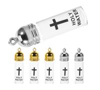 OUNONA 6pcs Glass Holy Water Bottles Set with Cross - Large Refillable Christian Baptism Containers, Decorative Silver Gold Communion Water Vessels for Church, Religious Blessing, and