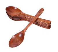 OUNONA 6pcs Japanese Natural Wooden Spoons Long Handle Honey Coffee Stirring Ladle for Cooking Mixing Ramen Cereal Reusable Kitchen Utensils