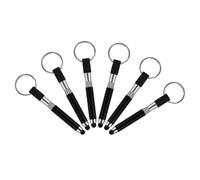 OUNONA 6pcs Mini Black Alloy Keychain Stylus Pen for Touch Screen Phones and Tablets with High Precision and Wide Compatibility, Portable Phone Stylus Pens Keyring for Everyday Use