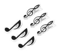 OUNONA 6pcs Music Note Clamps Set Black 3 Treble Clef 3 Eighth Note Clips for Music Book Sheet and Score Holding