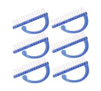 OUNONA 6pcs Nail Dust Cleaning Brushes Durable Plastic Fingernail Scrub Manicure Tools for Home Salon Use Lightweight Easy Grip Blue