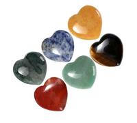 OUNONA 6pcs Natural Heart Gemstones Polished Crystals for Home Office Decor Unique Meditation Stones for Friends Family Durable Decorative Ornaments