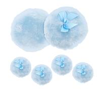 OUNONA 6pcs Powder Puff Soft Plush Makeup Applicator with Bow Handle for Face Gentle Setting Powder Sponge for Diaper Changes Blue