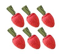 OUNONA 6pcs Rabbit Chew Strawberry Shape Small Animal Made of Natural Hay Safe for Chewing Attention Grabber for Hamster Chinchilla Teeth Care
